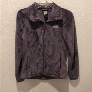 North Face Fuzzy Purple Zip Up Fleece